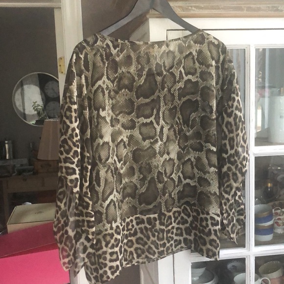 NWOT MICHAEL MICHAEL KORS Sheer Leopard Snake Print Top, L/XL - Picture 4 of 4